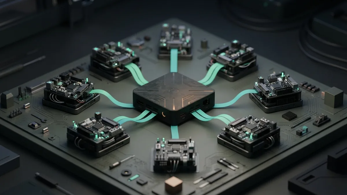 Modular MCP tools linked to a central hub for real-time data access and automation