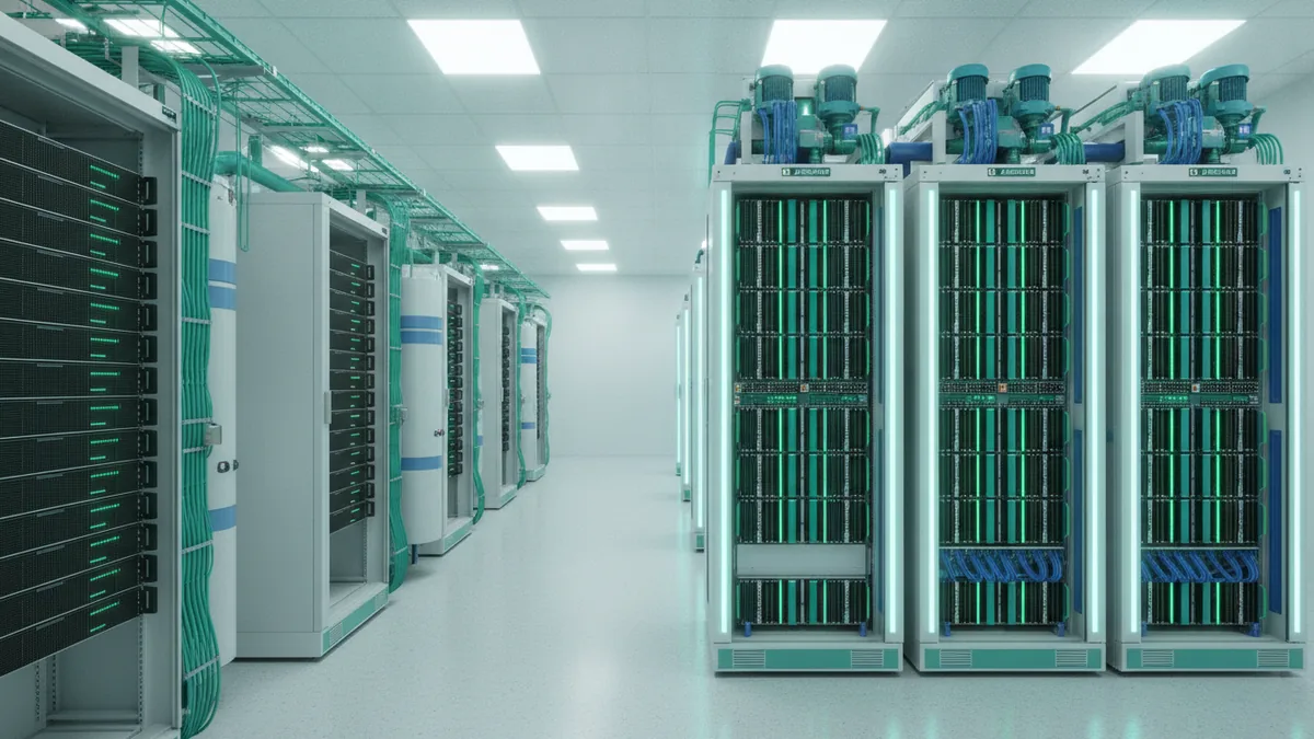 High-density AI racks compared with standard server racks in one facility