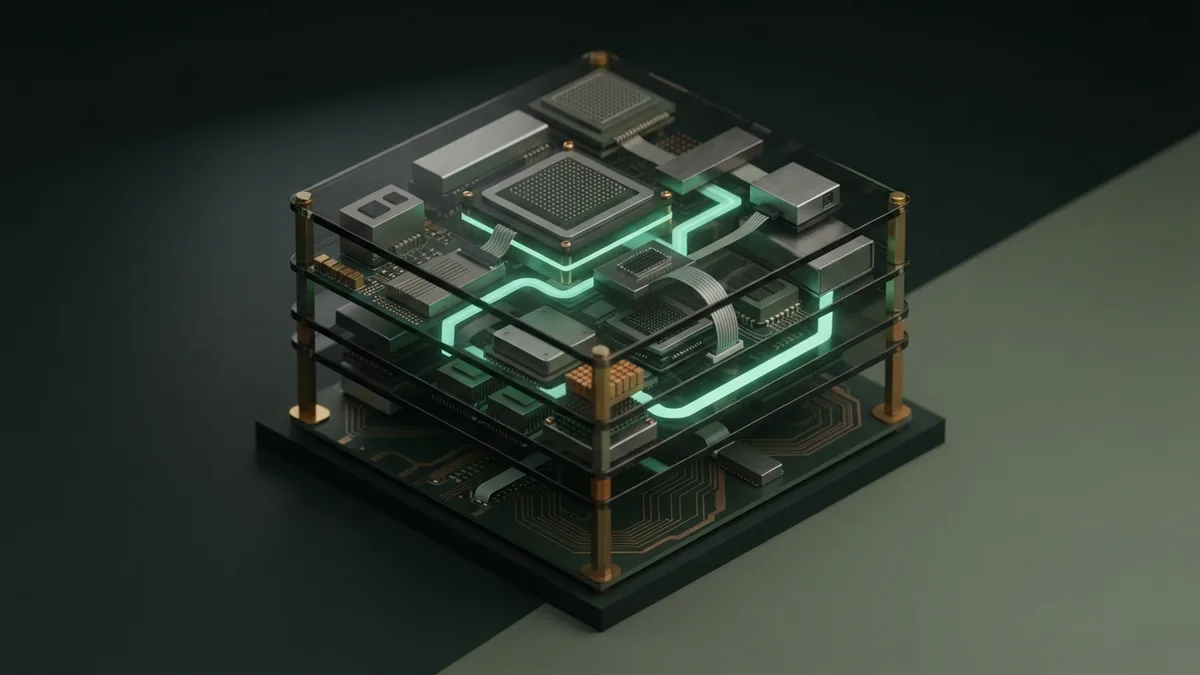 Layered sensor modules and glass panels representing the future of multimodal AI