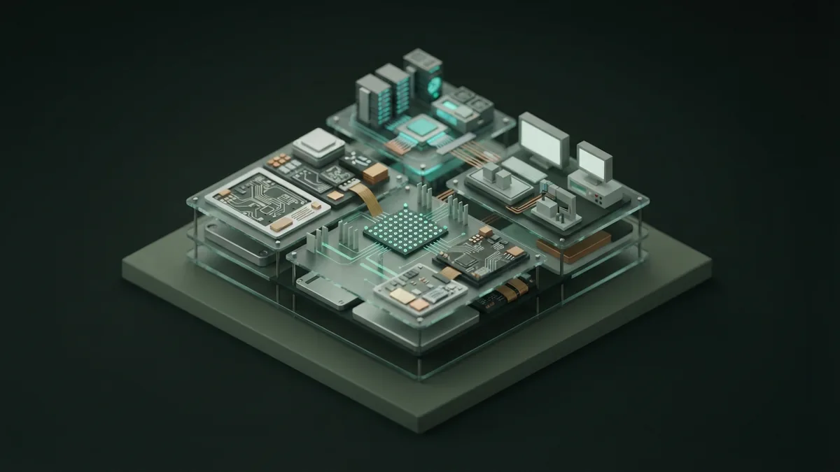 Isometric AI risk and trust system with secure hardware and layered glass panels