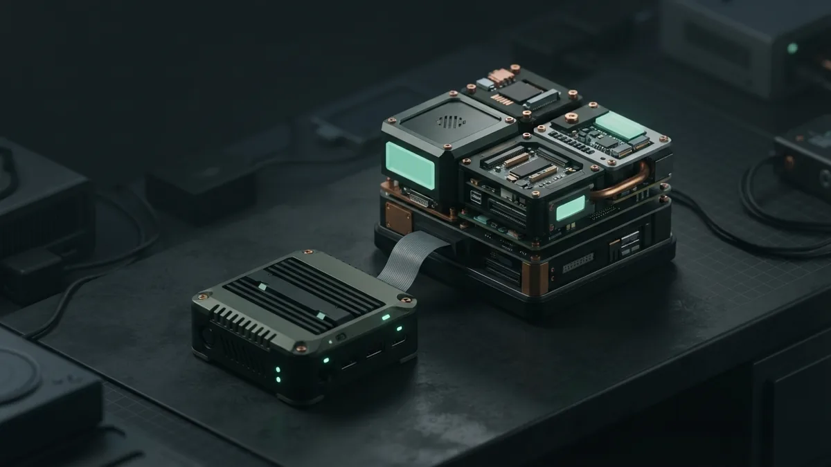 Edge device linked to modular compute hardware for model deployment