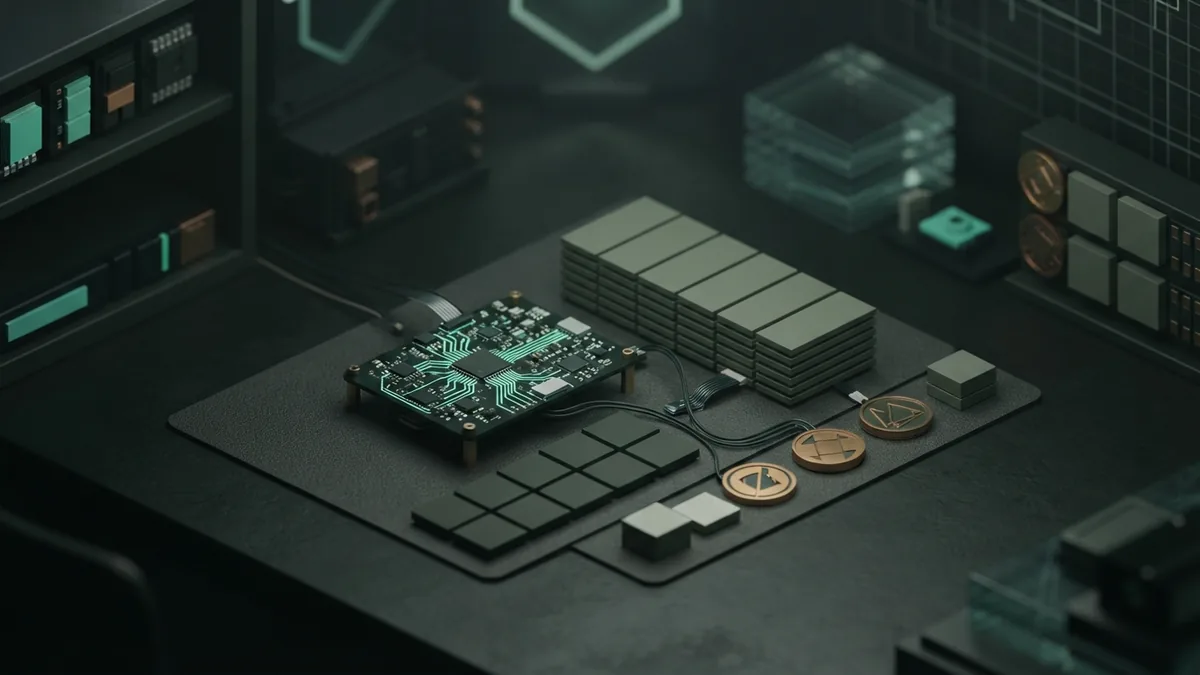 Abstract data tiles and circuit board arranged for careful business review
