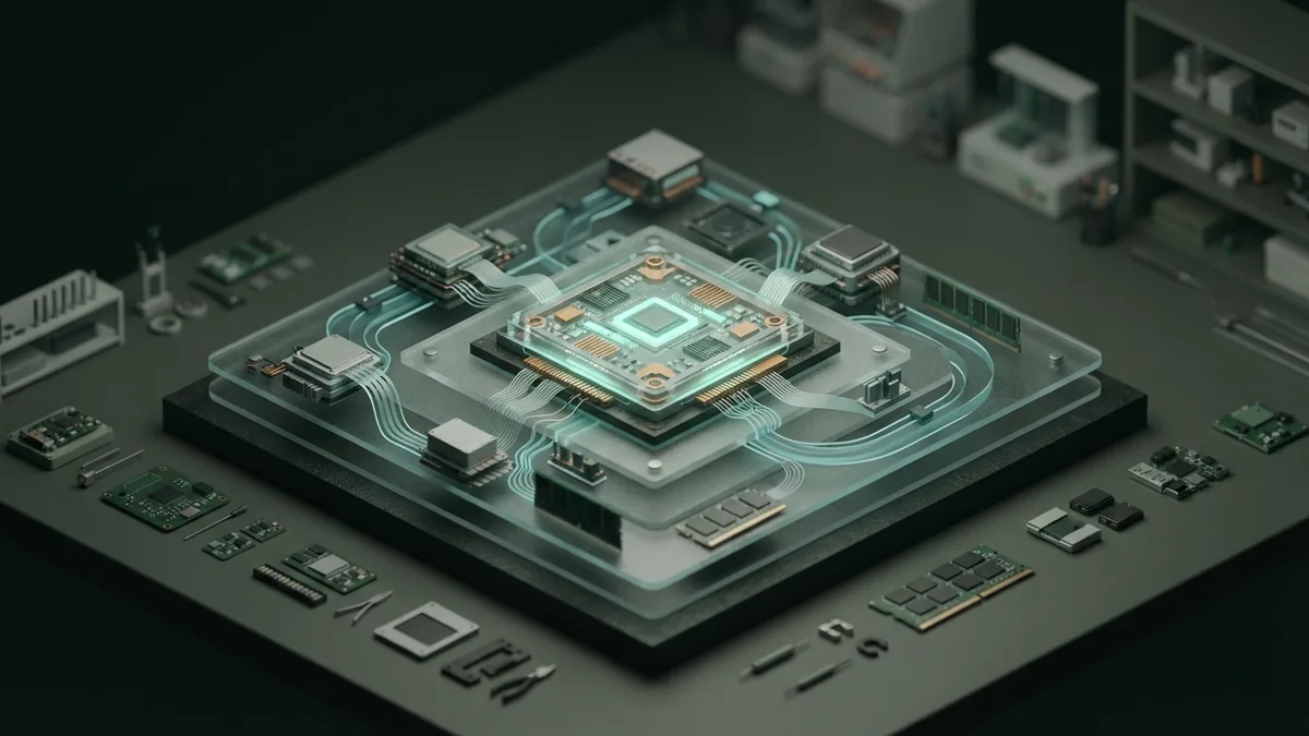 How AI processor data flows Abstract AI compute blocks showing data flow through layered processor hardware