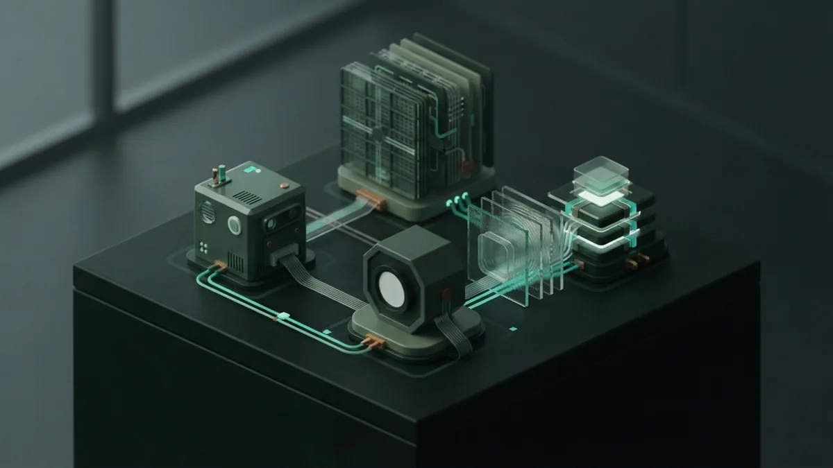 AI processors across real-world systems AI processor system linking camera, sensor, cloud, and language computing modules