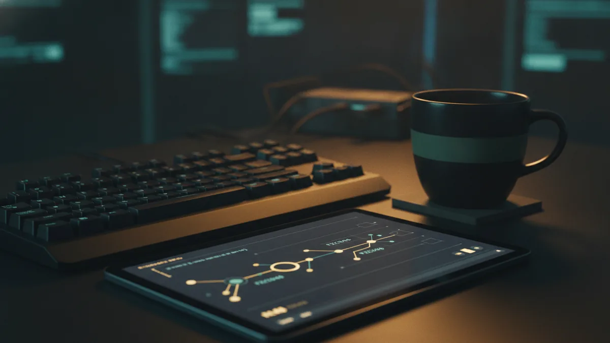 Desk setup representing coding with AI assistants