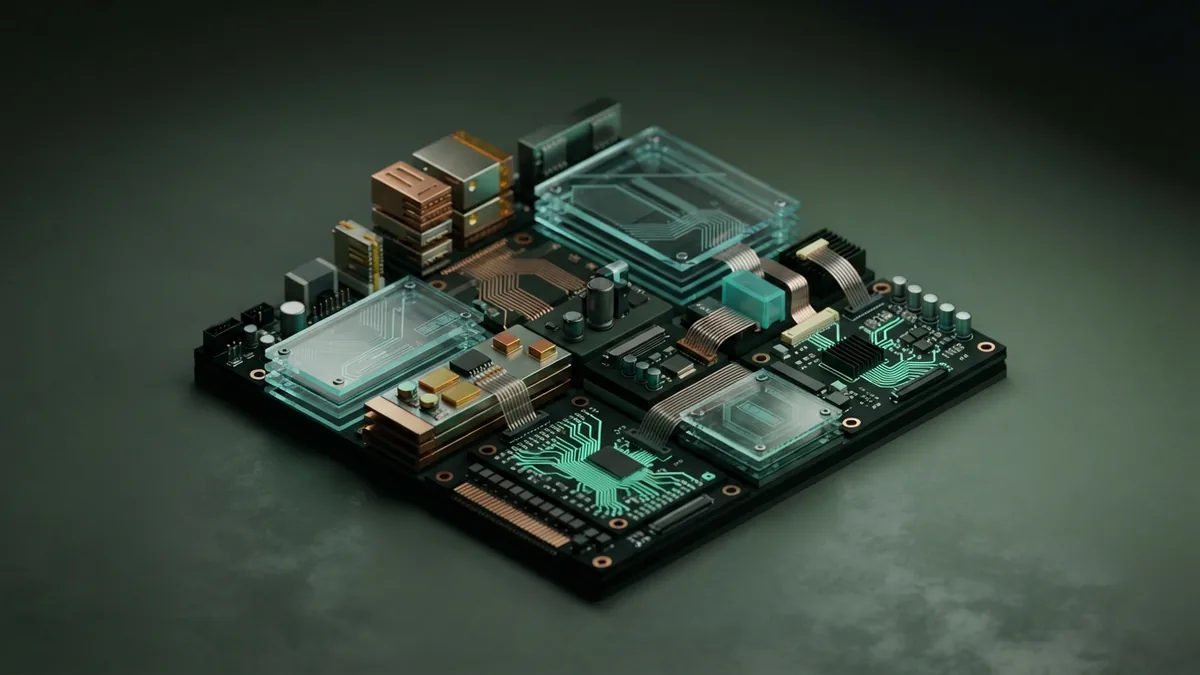 Modular isometric system showing flexible AI website builder features