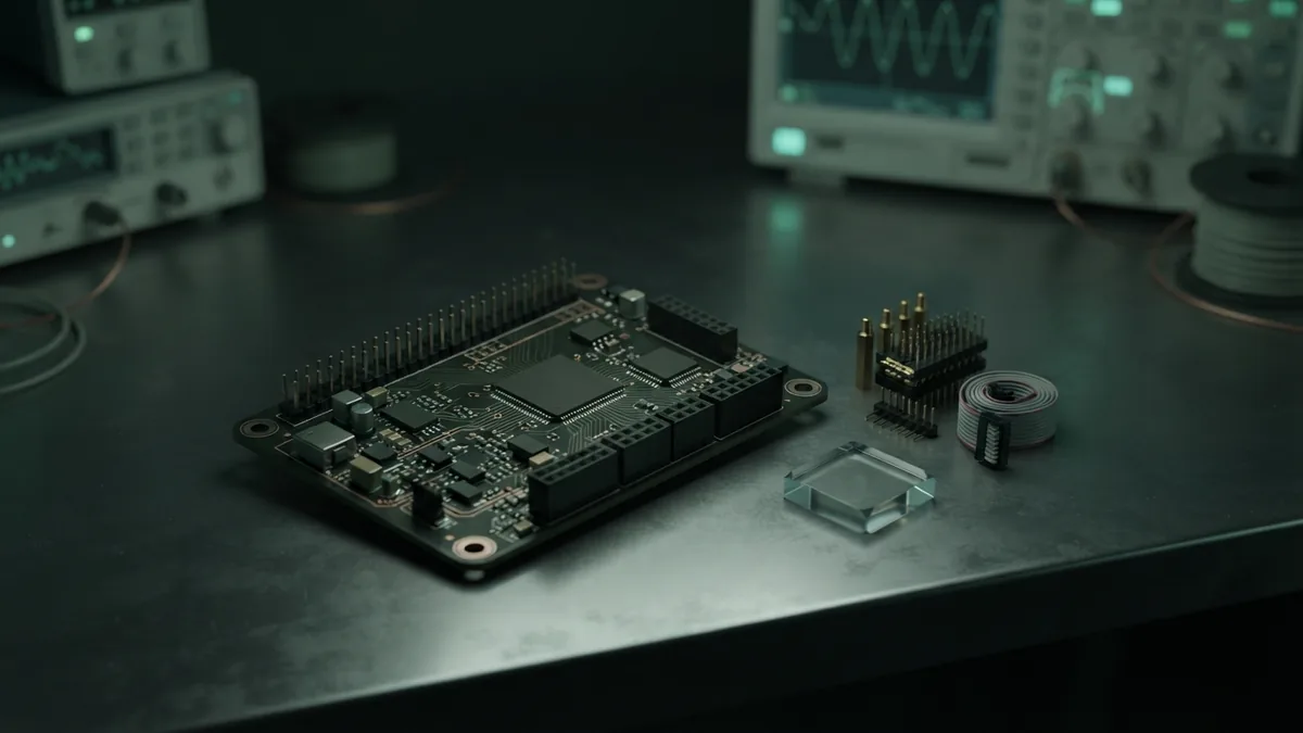 MCP installation components Isometric circuit board with modular parts representing a careful MCP installation process