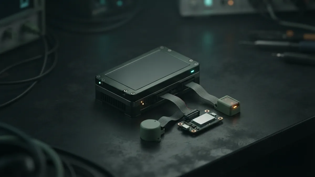 Compact edge computing hardware connected to small sensor modules