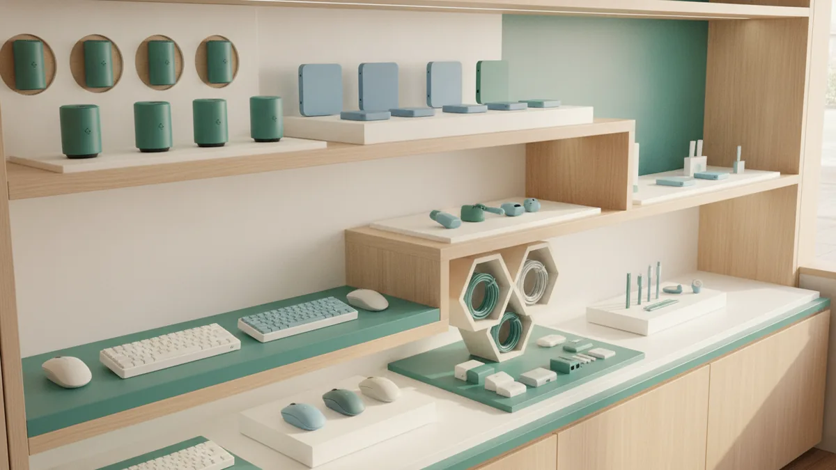 Personalized retail product display Retail shelves arranged with products for a personalized shopping experience