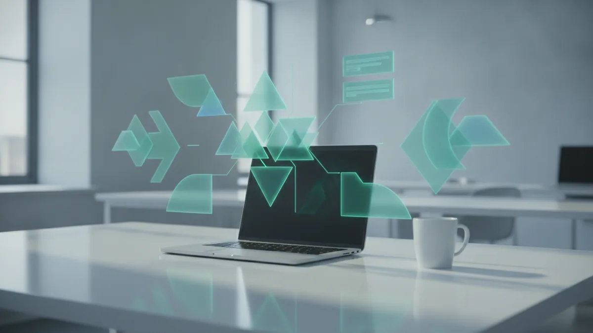 Pick the right AI approach Abstract dashboards and devices representing technology choices for AI products
