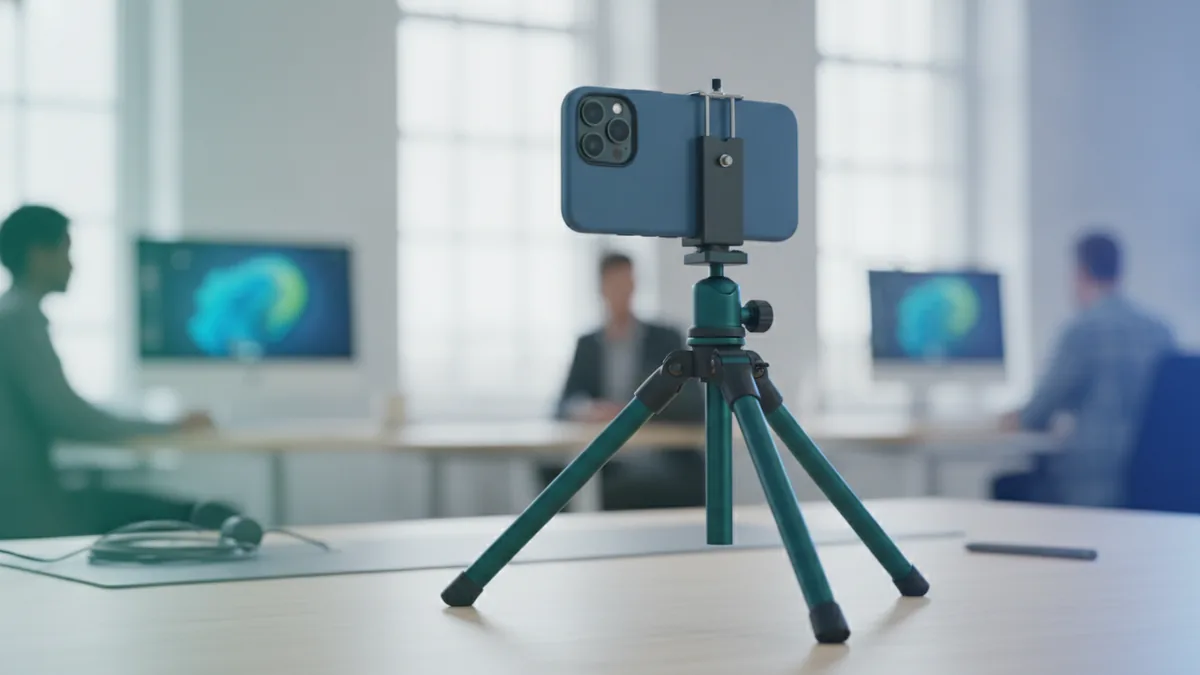 Camera and phone setup preparing reference media for an AI avatar clone.