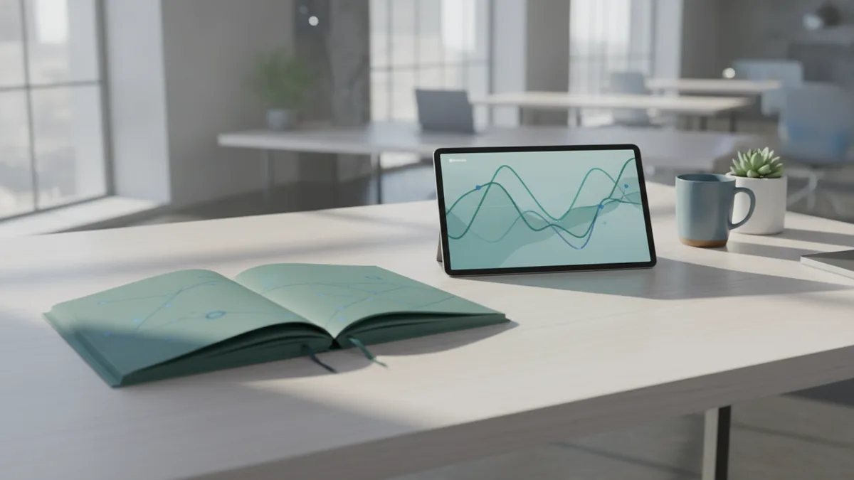 Sense, decide, act A focused desk setup representing how an AI trading agent senses and decides.