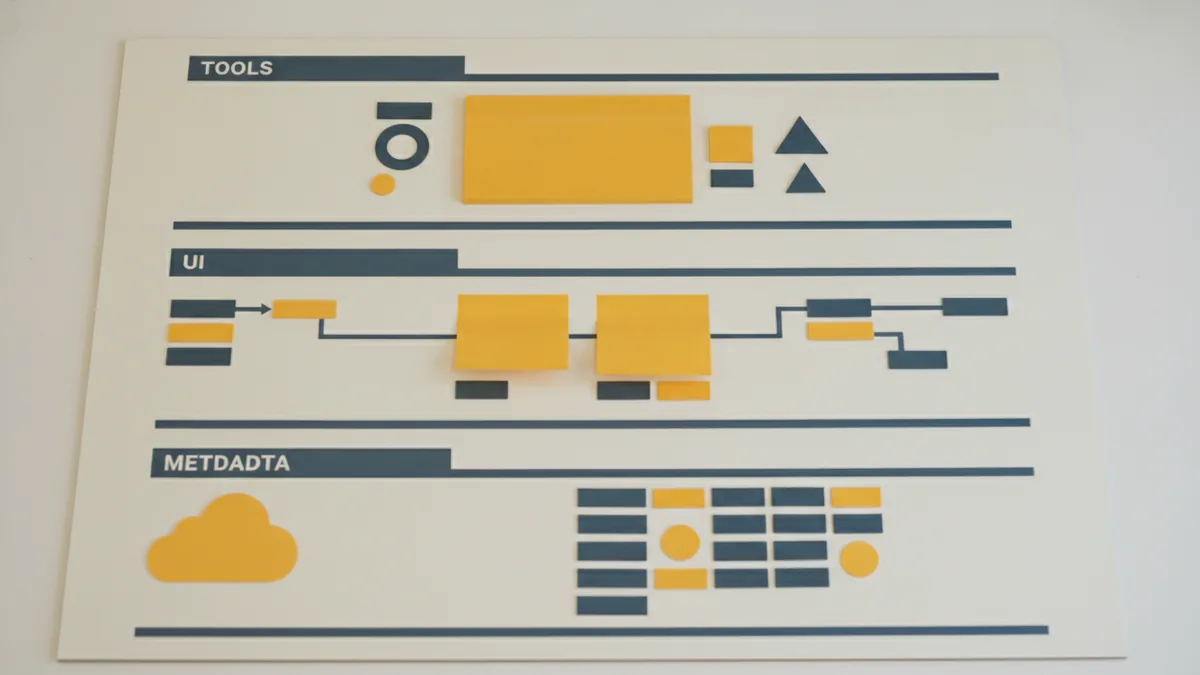 Tools, UI, and metadata components Organized components for tools, UI templates, and metadata planning