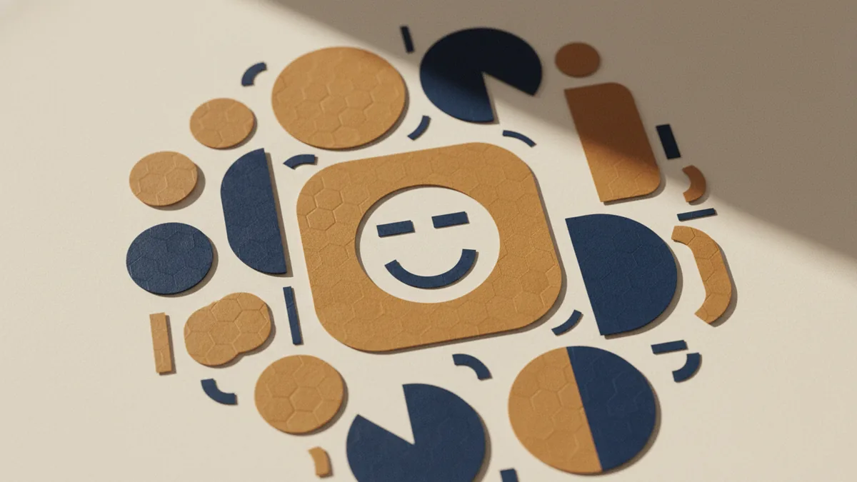 Geometric shapes arranged to build a simple logo icon