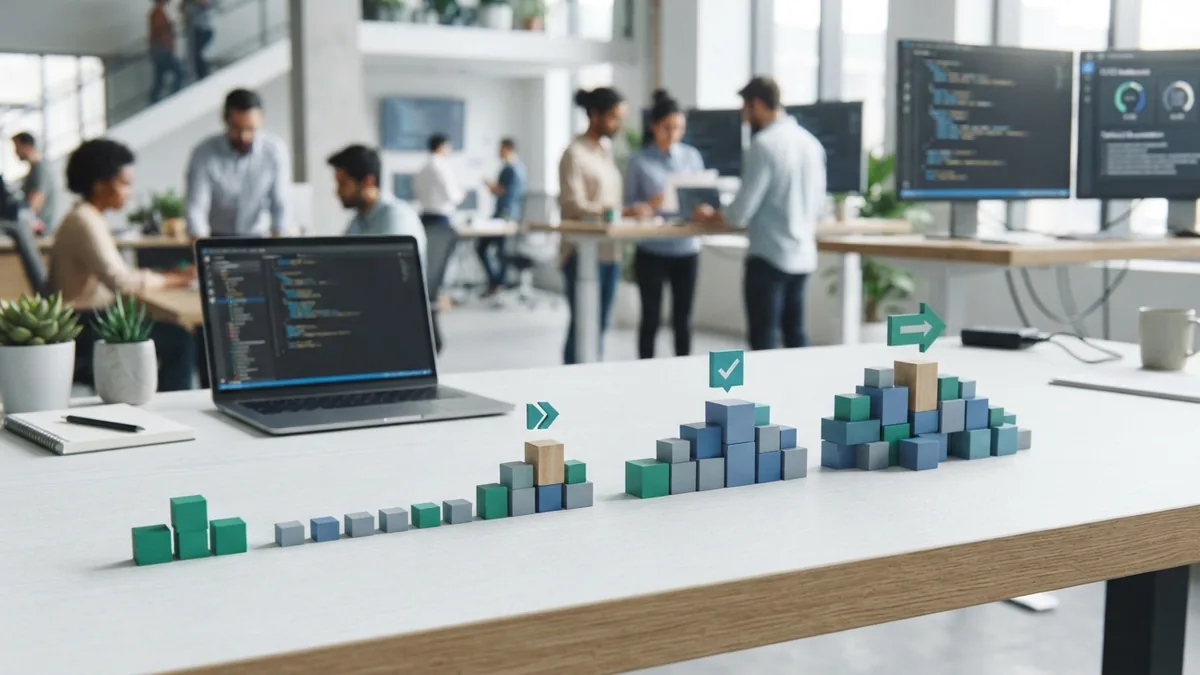AI feature rollout shown as a gradual path from small test to wider use