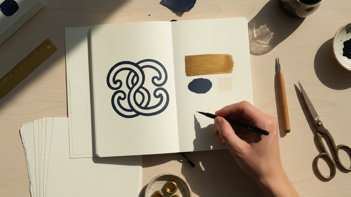 Sketching a simple symbol and choosing brand colors for an Instagram logo.