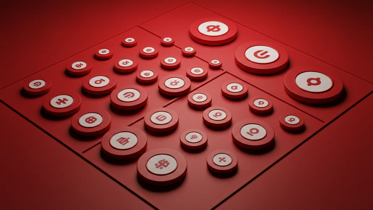 Check balance at small sizes Minimal circular logo badge shown in multiple sizes for readability testing.