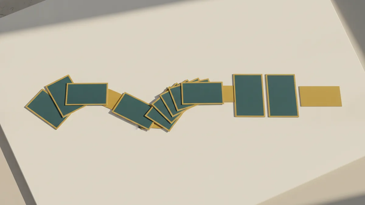 Cards arranged into an ordered chain to illustrate tokenization into token IDs