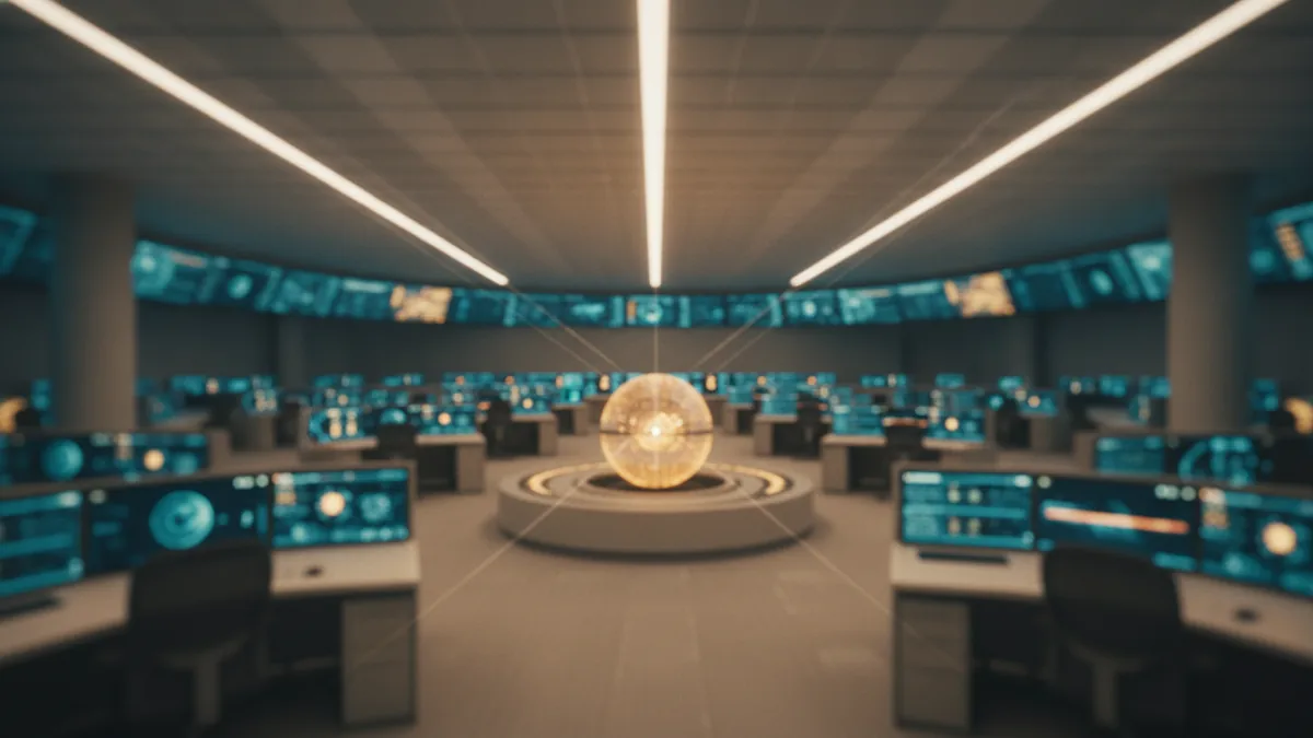 Monitoring and coordination A control-room setting suggesting coordination, monitoring, and feedback loops