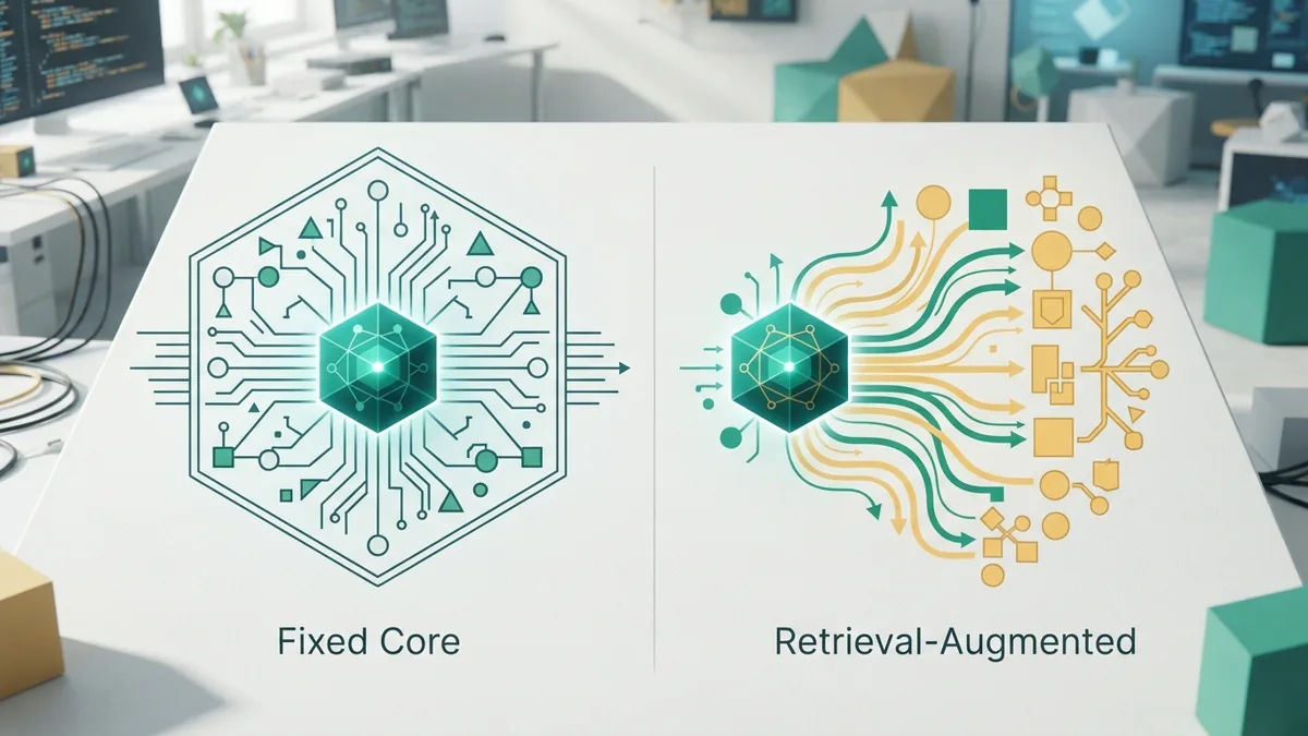 Traditional model versus AI RAG Comparison of a traditional AI model and a retrieval-augmented model