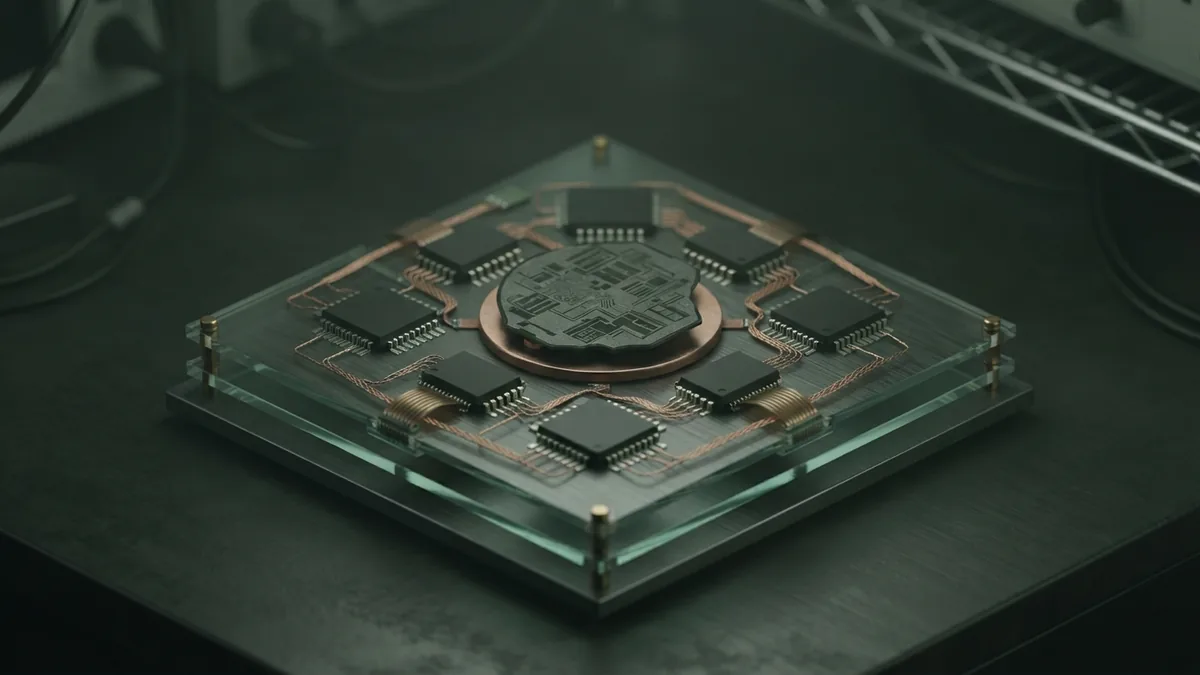 AI chip makers and supply chain Semiconductor packages and wafer fragment representing the AI chip supply chain